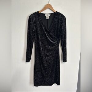 Vintage Ronni Nicole by Ouida Black Gold Dress Cocktail Size 10 Romantic Party